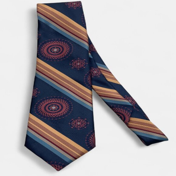 JC Penny Tie Vintage 1970's Wide Polyester Disco Loud Mod Striped Geometric - Picture 2 of 5